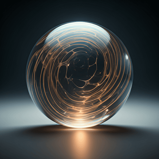 Glass orb with warm light trails